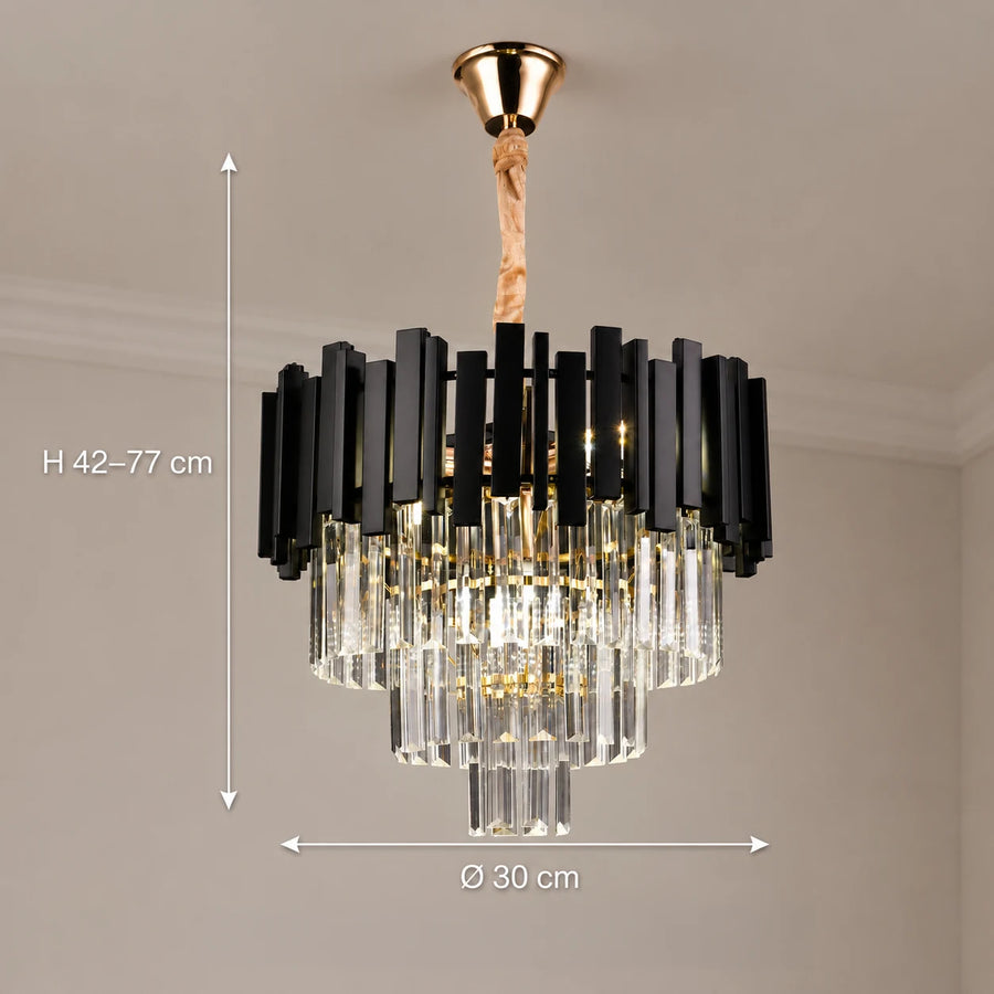 BLOIS Petito Crystal Lustr 3xE14, Průměr 30cm, Černý, Nastavitelná výška - 01_CC110:300BK.png