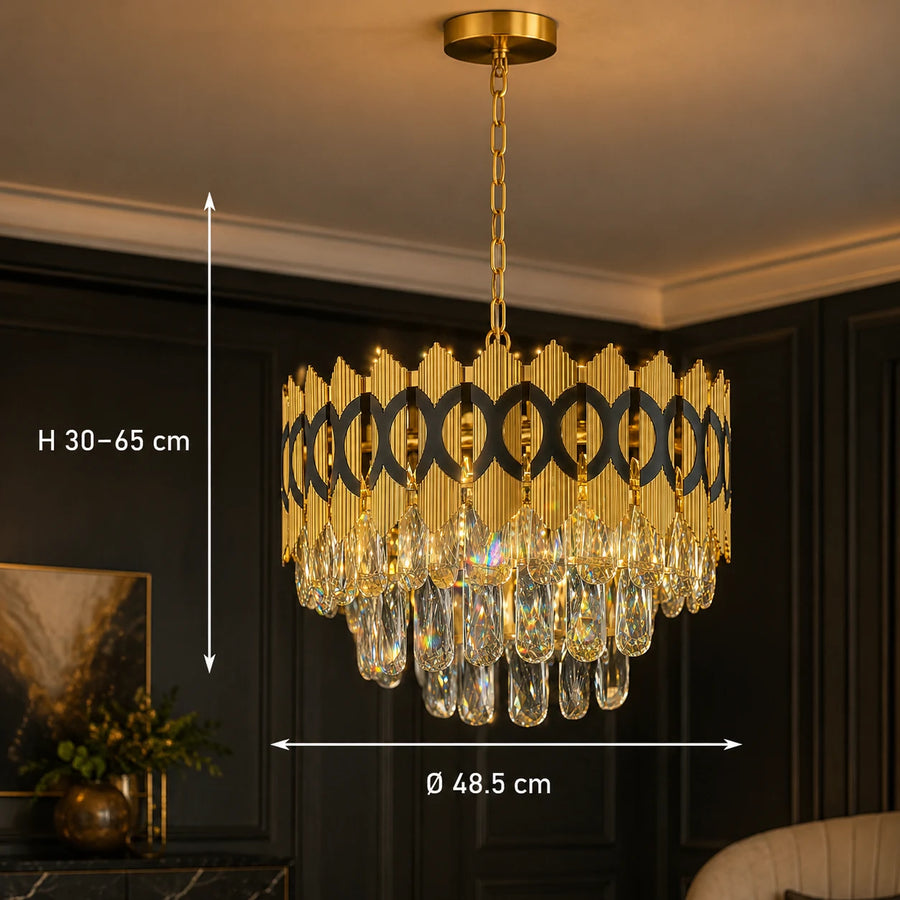 Křišťálový lustr PIERREFONDS Elegance 8x E14, Průměr 48,5 cm, Lesklý zlatý, Nastavitelná výška - 01_CC8942-500.png