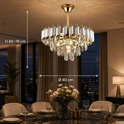Křišťálový lustr VERSAILLES Nobile 5xE14, Průměr 40cm, Lesklá zlatá a bílá - 01_CC900-400WH.png