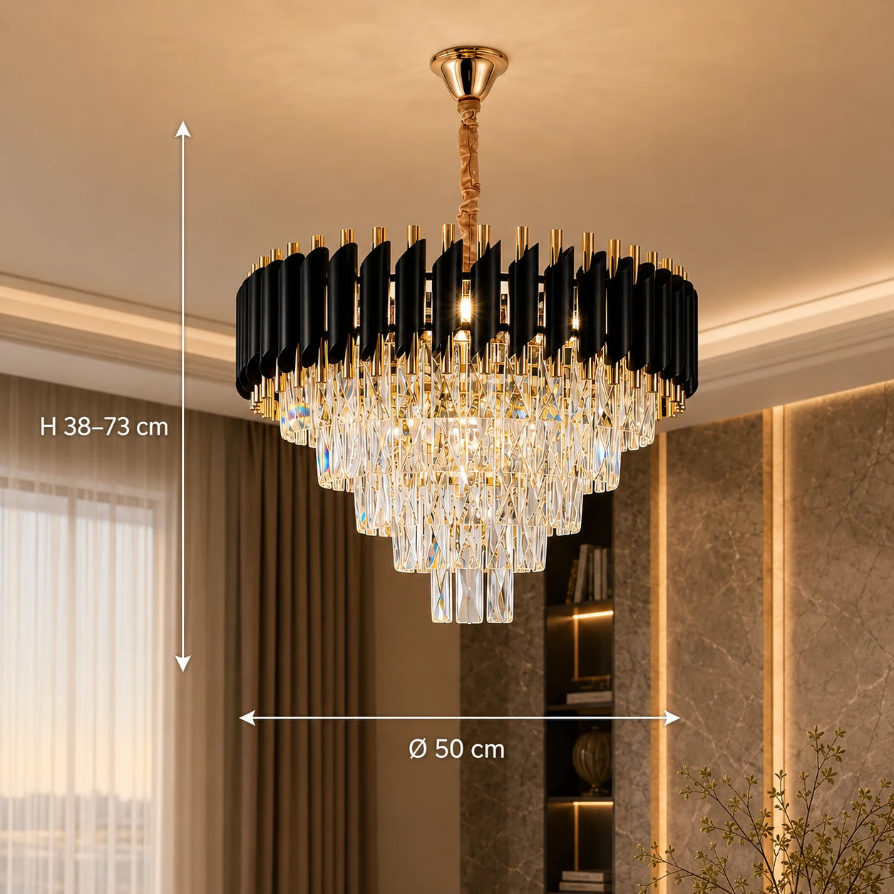 Křišťálový lustr VERSAILLES Eleganza 8x E14, Průměr 50cm, Zlatý, Nastavitelná výška - 01_CC900-500GD.png