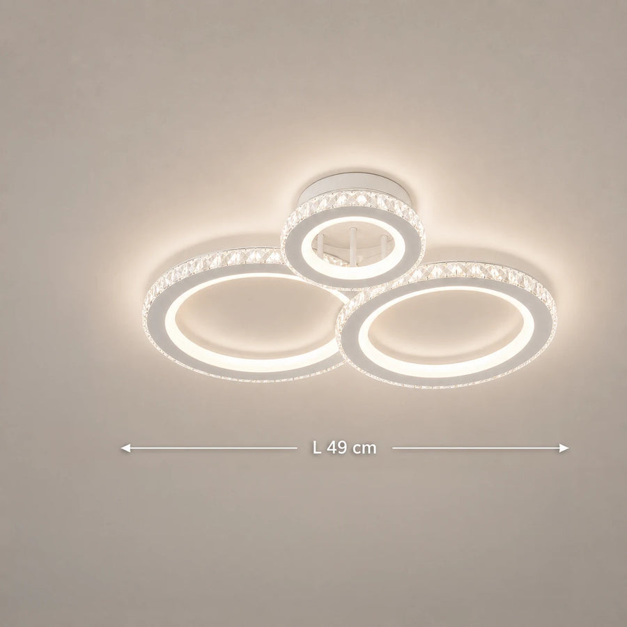 LED lustr s dálkovým ovládáním a krystalem NOVA ROTONDA RGB 75W, 3 kruhy, Studené/Teplé/Neutrální světlo, Stmívatelné, Bílá - 01_LT073-3WH.png
