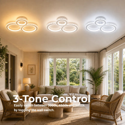 LED lustr s dálkovým ovládáním a krystalem NOVA ROTONDA RGB 75W, 3 kruhy, Studené/Teplé/Neutrální světlo, Stmívatelné, Bílá - 02_LT073-3WH.png