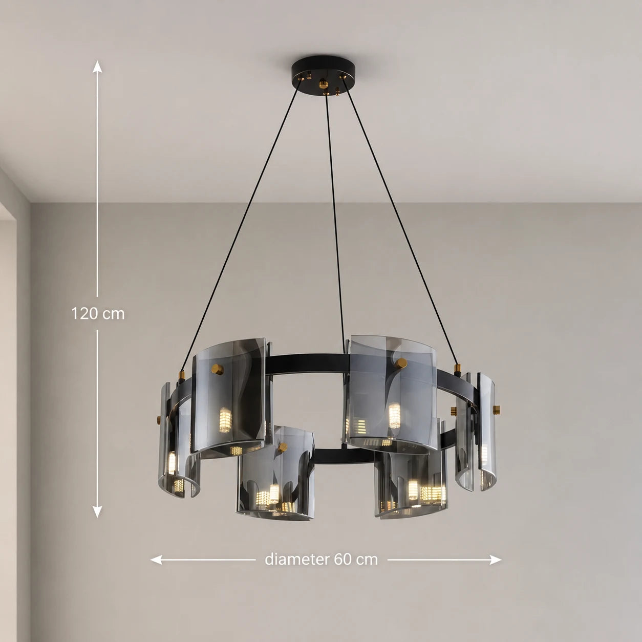Moderní lustr, Valmontreux Largo, 6xG9, Průměr 60 cm, Černý, Nastavitelná výška - 05_CM360-600BK.png