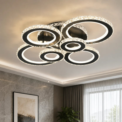 LED lustr s dálkovým ovládáním a krystalem NOVA ROTONDA RGB 145W, 6 kruhů, Studené/Teplé/Neutrální světlo, Stmívatelné, Černá - 05_LT073-6BK.png