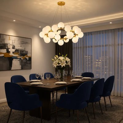Komorový lustr LOFT, 25x G9, bílé zlato, kov, nastavitelná výška, moderní