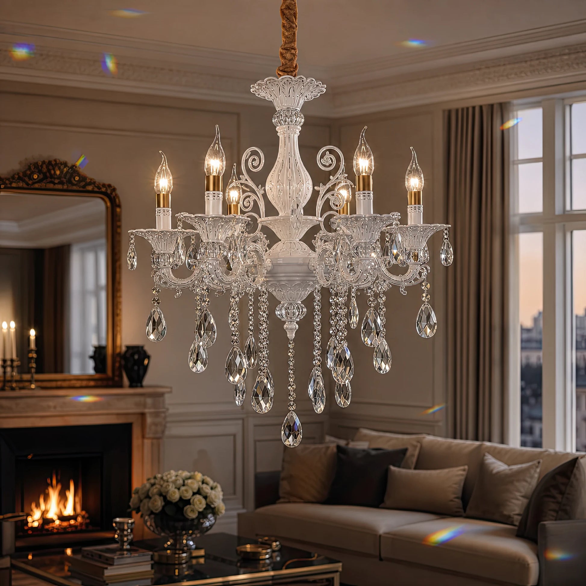SANSSOUCI Lustr 6xE14 křišťál a kov – klasický design, stříbrná bílá – 09_CC220-6WH.png