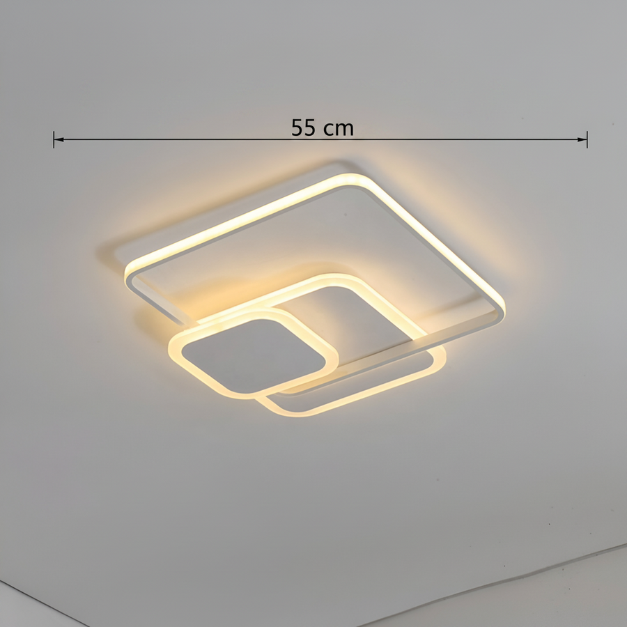 LED lustr s dálkovým ovládáním ANEMONA 75W, 3 čtverce, studené/teplé/neutrální světlo, stmívatelné, bílý LED lustr s dálkovým ovládáním Výchozí název Alessandro Design