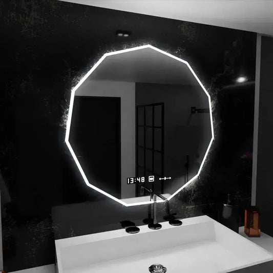 LED zrcadlo 60cm, POLIGON Sensor MotionGlow Marcello, Odmlžovací systém, Hodiny & Teploměr, Dimabila Zrcadla Marcello Výchozí název Alessandro Design