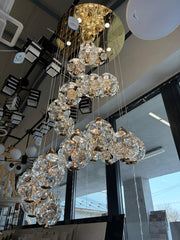 Křišťálový LED lustr KILKENNY Culmino, 144W, neutrální světlo, průměr 60cm, zlaté moderní lustry Výchozí název Alessandro Design