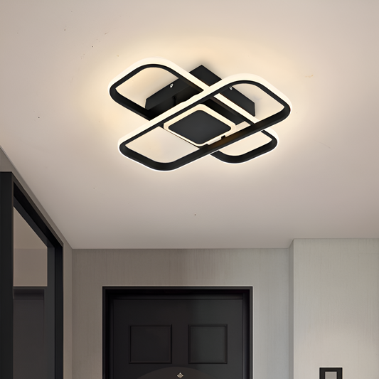 LED lustr s dálkovým ovládáním VECTOR QUAD 52W, studené/teplé/neutrální světlo, stmívatelné, černé LED lustry s dálkovým ovládáním Výchozí název Alessandro Design