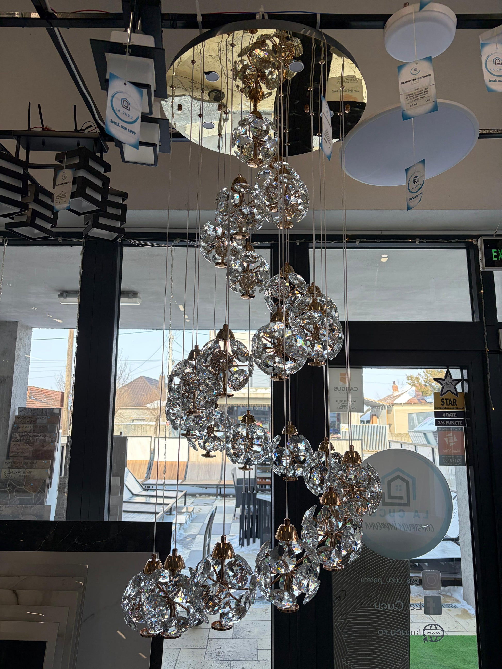 Křišťálový LED lustr KILKENNY Culmino, 144W, neutrální světlo, průměr 60cm, zlaté moderní lustry Výchozí název Alessandro Design