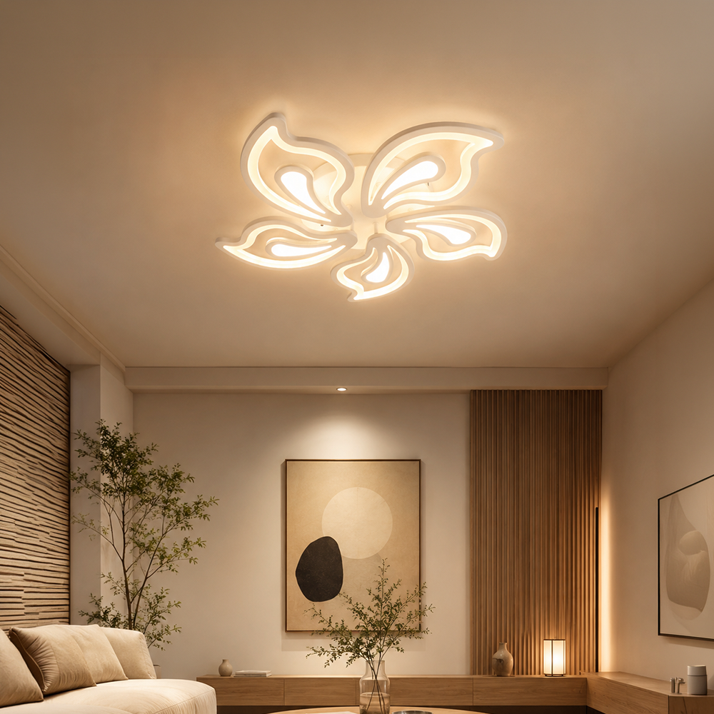 LED lustr s dálkovým ovládáním GLORIOSA 95W, 5 okvětních lístků, studené/teplé/neutrální světlo, stmívatelné, bílý LED lustr s dálkovým ovládáním Výchozí název Alessandro Design