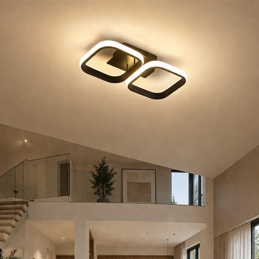 LED lustr VERTEX 21W, 2 čtvercové, lineární, studené/teplé/neutrální světlo, černé LED lustry Výchozí název Alessandro Design