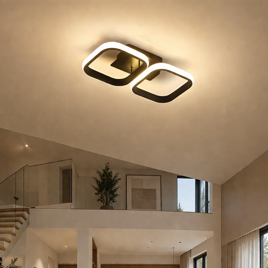 LED lustr VERTEX 21W, 2 čtvercové, lineární, studené/teplé/neutrální světlo, černé LED lustry Výchozí název Alessandro Design