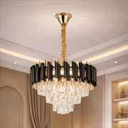 Křišťálový lustr VERSAILLES Nobile 5xE14, průměr 40cm, lesklé zlaté a černé křišťálové lustry Výchozí název Alessandro Design