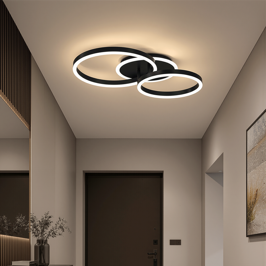 LED lustr s dálkovým ovládáním RINOVA 66W, 2 kruhy, studené/teplé/neutrální světlo, stmívatelné, černé LED lustry s dálkovým ovládáním Výchozí název Alessandro Design