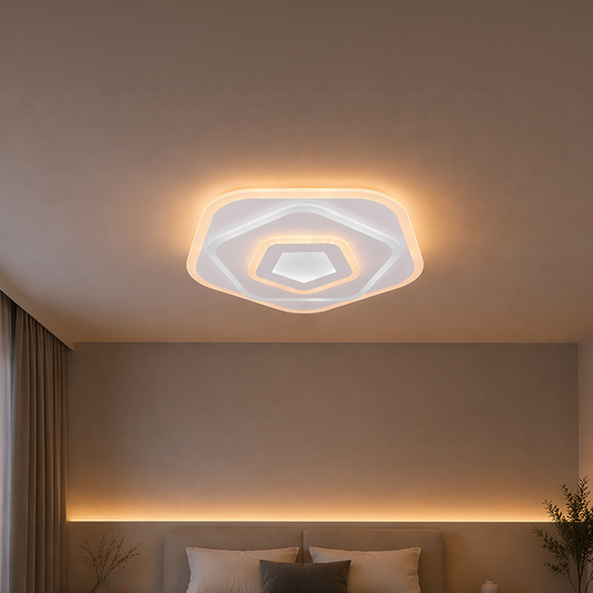 LED lustr s dálkovým ovládáním PENTAGON 59W, 40cm, studené/teplé/neutrální světlo 3000K/4000K/6000K, bílé, kovové a akrylové LED lustry s dálkovým ovládáním Výchozí název Alessandro Design