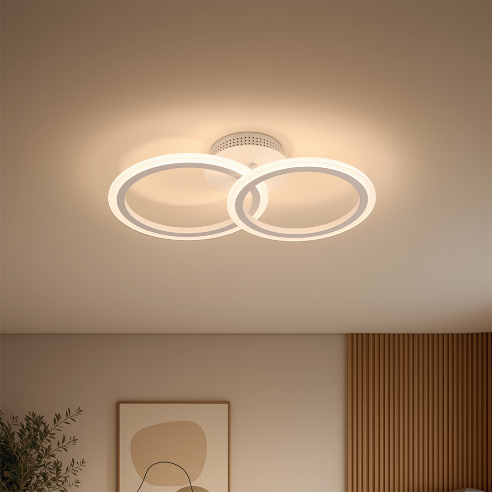 LED lustr s dálkovým ovládáním BETTY 27W, 2 kruhy, studené/teplé/neutrální světlo, stmívatelné, bílý LED lustr s dálkovým ovládáním Výchozí název Alessandro Design