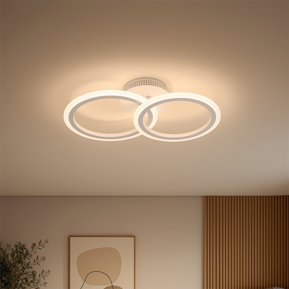 LED lustr s dálkovým ovládáním BETTY 27W, 2 kruhy, studené/teplé/neutrální světlo, stmívatelné, bílý LED lustr s dálkovým ovládáním Výchozí název Alessandro Design