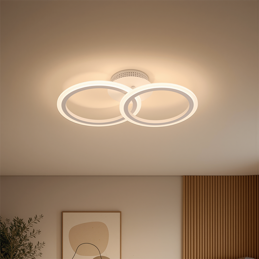 LED lustr s dálkovým ovládáním BETTY 27W, 2 kruhy, studené/teplé/neutrální světlo, stmívatelné, bílý LED lustr s dálkovým ovládáním Výchozí název Alessandro Design