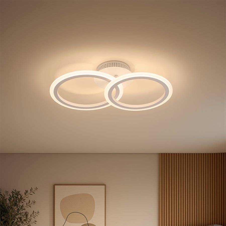 LED lustr s dálkovým ovládáním BETTY 27W, 2 kruhy, studené/teplé/neutrální světlo, stmívatelné, bílý LED lustr s dálkovým ovládáním Výchozí název Alessandro Design