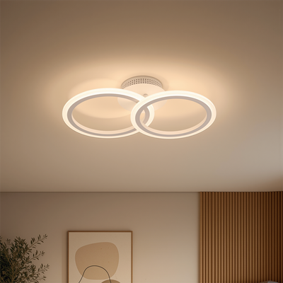 LED lustr s dálkovým ovládáním BETTY 27W, 2 kruhy, Studené/Teplé/Neutrální světlo, Stmívatelné, Bílá