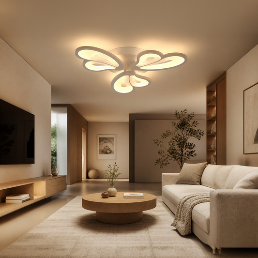 LED lustr s dálkovým ovládáním BLOSSOM 40W, 3 okvětní lístky, studené/teplé/neutrální světlo, stmívatelné, bílý LED lustr s dálkovým ovládáním Výchozí název Alessandro Design