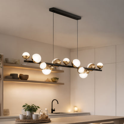 Aurion 29W akrylový LED závěsný lustr s dálkovým ovládáním, stmívatelný, černé zlato, kovové a akrylové LED lustry s dálkovým ovládáním Výchozí název Alessandro Design