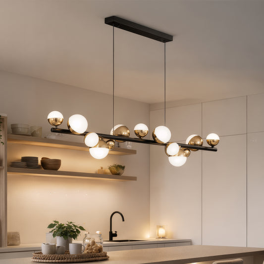 Aurion 29W akrylový LED závěsný lustr s dálkovým ovládáním, stmívatelný, černé zlato, kovové a akrylové LED lustry s dálkovým ovládáním Výchozí název Alessandro Design