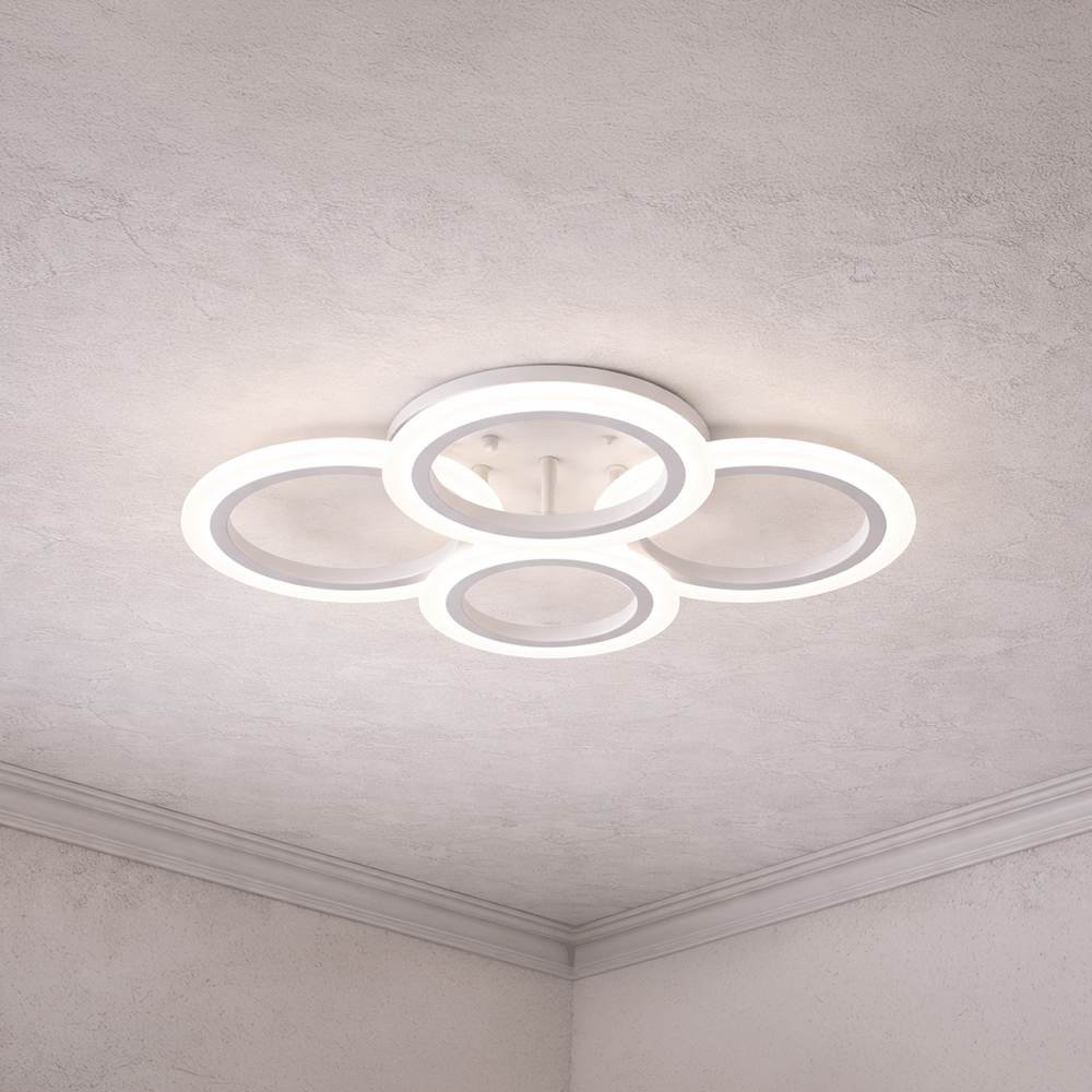 LED lustr s dálkovým ovládáním BETTY 43W, 4 kruhy, studené/teplé/neutrální světlo, stmívatelné, bílý LED lustr s dálkovým ovládáním Výchozí název Alessandro Design