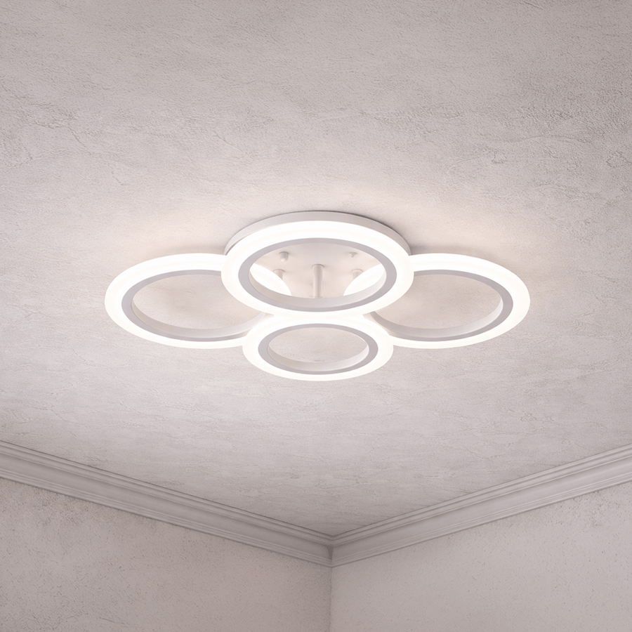 LED lustr s dálkovým ovládáním BETTY 43W, 4 kruhy, studené/teplé/neutrální světlo, stmívatelné, bílý LED lustr s dálkovým ovládáním Výchozí název Alessandro Design