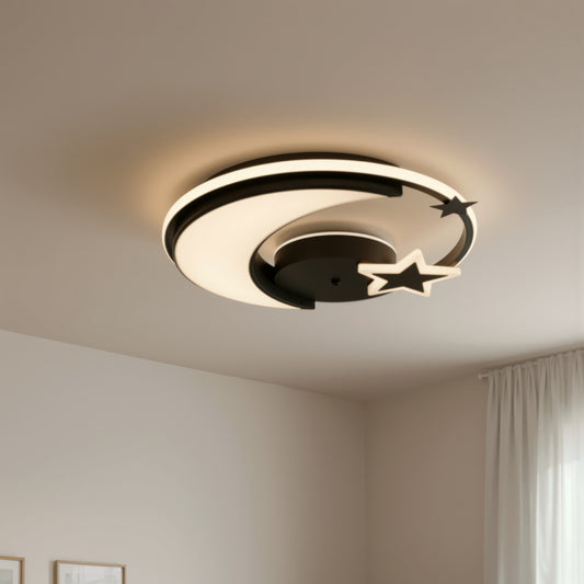 LED lustr s dálkovým ovládáním ALYONA 44W, Měsíc a hvězda, Studené/Teplé/Neutrální světlo, Stmívatelné, Černý LED lustr s dálkovým ovládáním Výchozí název Alessandro Design