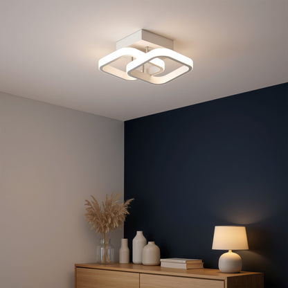 Matrix LED lustr VERTEX, překrývající se diamanty, kovové rámy, 24W, 2 diamanty, studené/teplé/neutrální světlo 3000K/4000K/6000K, bílé LED lustry Výchozí název Alessandro Design