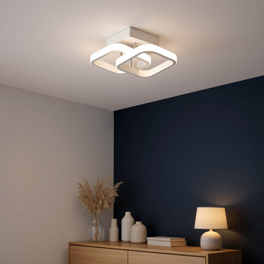 Matrix LED lustr VERTEX, překrývající se diamanty, kovové rámy, 24W, 2 diamanty, studené/teplé/neutrální světlo 3000K/4000K/6000K, bílé LED lustry Výchozí název Alessandro Design