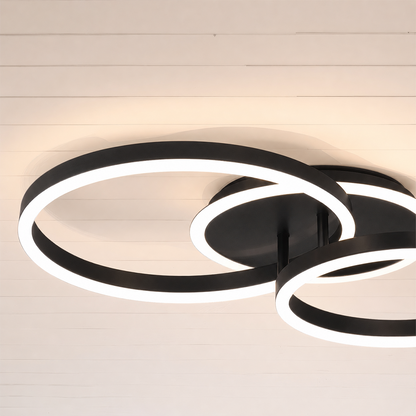 LED lustr s dálkovým ovládáním RINOVA 66W, 2 kruhy, studené/teplé/neutrální světlo, stmívatelné, černé LED lustry s dálkovým ovládáním Výchozí název Alessandro Design