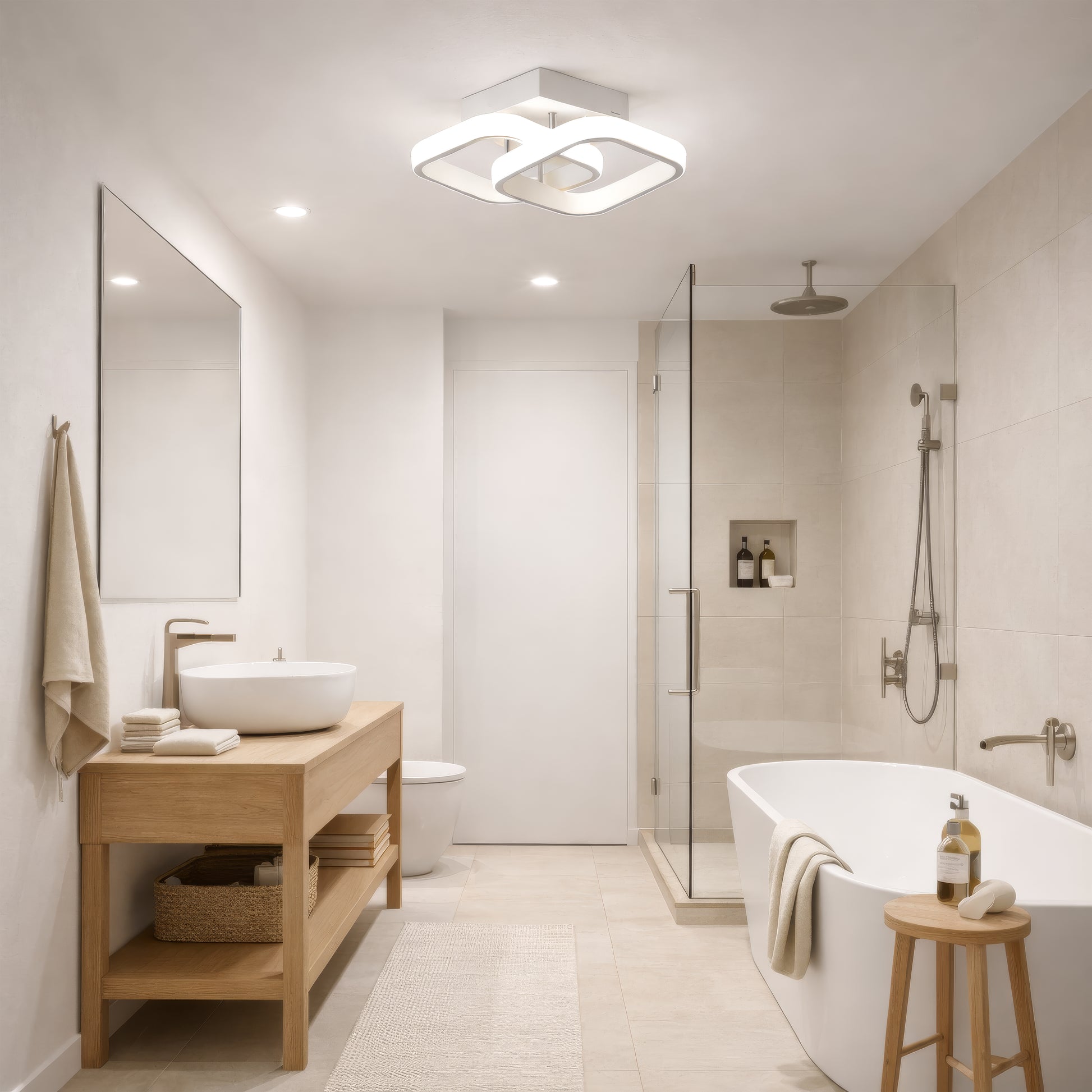 Matrix LED lustr VERTEX, překrývající se diamanty, kovové rámy, 24W, 2 diamanty, studené/teplé/neutrální světlo 3000K/4000K/6000K, bílé LED lustry Výchozí název Alessandro Design