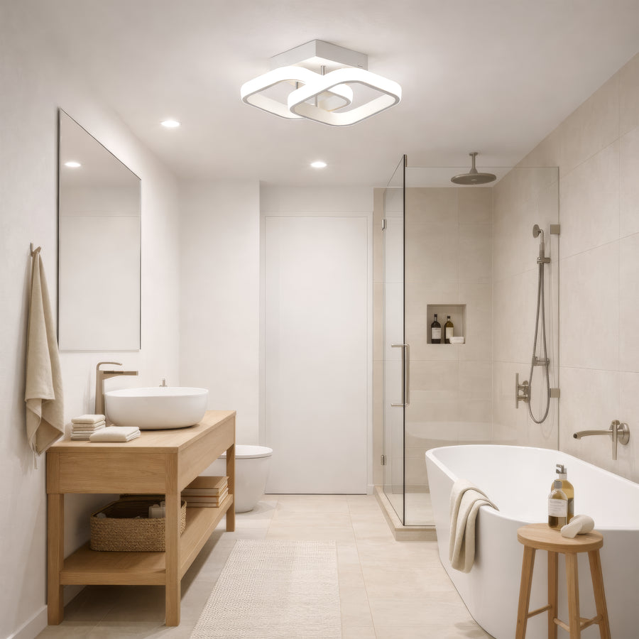 Matrix LED lustr VERTEX, překrývající se diamanty, kovové rámy, 24W, 2 diamanty, studené/teplé/neutrální světlo 3000K/4000K/6000K, bílé LED lustry Výchozí název Alessandro Design