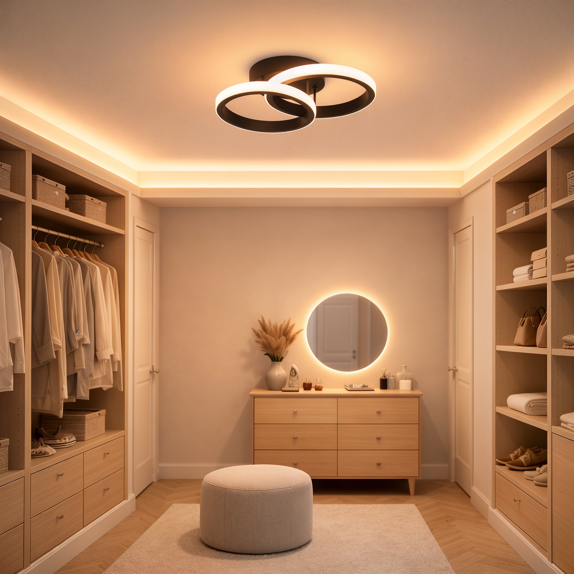LED lustr VERTEX CIRCULA 21W, 2 kruhy, kovové rámy, studené/teplé/neutrální světlo 3000K/4000K/6000K, černá, kovové LED lustry Výchozí název Alessandro Design