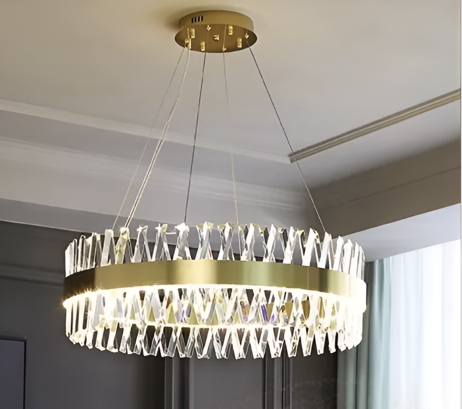 CASERTA Magno LED lustr s dálkovým ovládáním, 68W, stmívatelný, 3000K/4000K/6000K, průměr 60cm, zlaté křišťálové lustry Výchozí název Alessandro Design