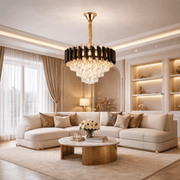 Křišťálový lustr VERSAILLES Nobile 5xE14, průměr 40cm, lesklé zlaté a černé křišťálové lustry Výchozí název Alessandro Design