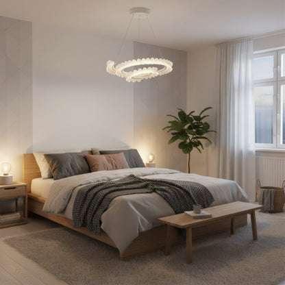 LED lustr s dálkovým ovládáním LT188WH, krystal a kov, 40W, stmívatelný, nastavitelná výška, studené/teplé/neutrální světlo, luxusní osvětlení LED lustry s dálkovým ovládáním Výchozí název Alessandro Design