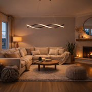 Závěsný LED lustr s dálkovým ovládáním, FLUX, 27W, 116cm, studené/teplé/neutrální světlo 3000K/4000K/6000K, stmívatelný, černý, nastavitelná výška, kovové a silikonové moderní lustry Výchozí název Design Alessandro