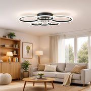 LED lustr s dálkovým ovládáním BETTY 82W, 6 kruhů, studené/teplé/neutrální světlo, stmívatelné, černé LED lustry s dálkovým ovládáním Výchozí název Alessandro Design