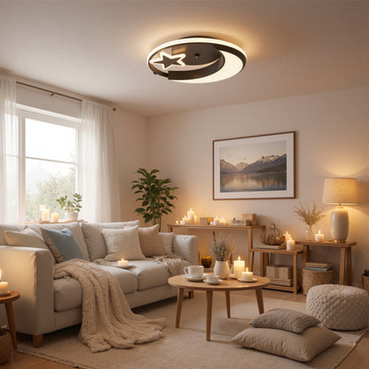 LED lustr s dálkovým ovládáním ALYONA 44W, Měsíc a hvězda, Studené/Teplé/Neutrální světlo, Stmívatelné, Černý LED lustr s dálkovým ovládáním Výchozí název Alessandro Design