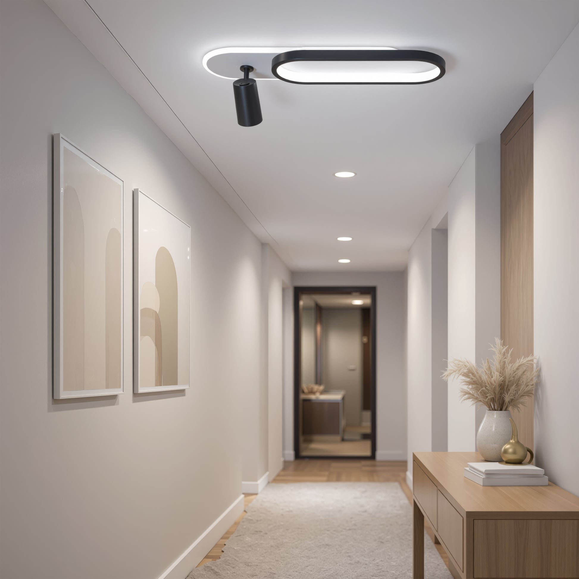 LED lustr s nastavitelným projektorem FISSO Camilla 49W, světlo 3000/4000/6000k, černé LED lustry Výchozí název Alessandro Design