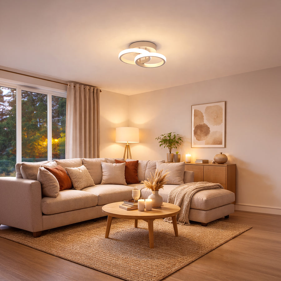 LED lustr VERTEX CIRCULA 21W, 2 kruhy, kovové rámy, studené/teplé/neutrální světlo, bílé LED lustry Výchozí název Alessandro Design