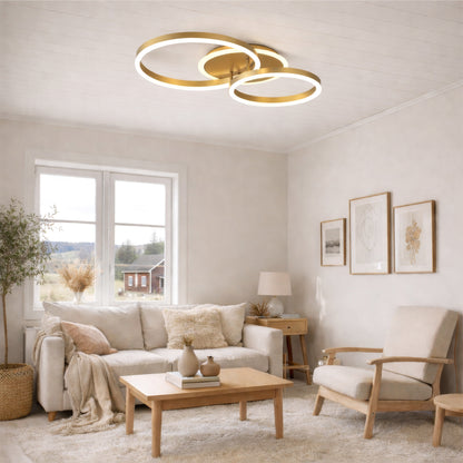 LED lustr s dálkovým ovládáním RINOVA 66W, 2 kruhy, studené/teplé/neutrální světlo, stmívatelné, lesklé zlaté LED lustry s dálkovým ovládáním Výchozí název Alessandro Design