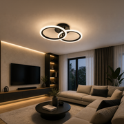 LED lustr s dálkovým ovládáním BETTY 27W, 2 kruhy, studené/teplé/neutrální světlo, stmívatelné, černé LED lustry s dálkovým ovládáním Výchozí název Alessandro Design