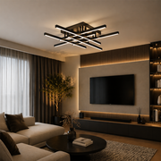 LED lustr s dálkovým ovládáním LINEX, 81W, 6 prvků, lineární, studené/teplé/neutrální světlo, stmívatelné, černé LED lustry s dálkovým ovládáním Výchozí název Alessandro Design