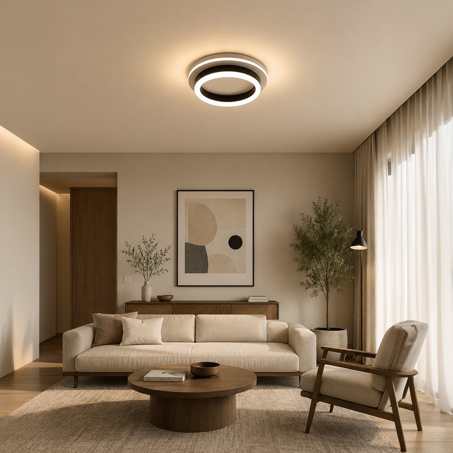 MODERNÍ LED Lustr 25W, Průměr 20cm, Kulatý, Studené/Teplé/Neutrální světlo, Černé LED Lustry Výchozí název Alessandro Design